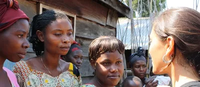 People gathered around chatting